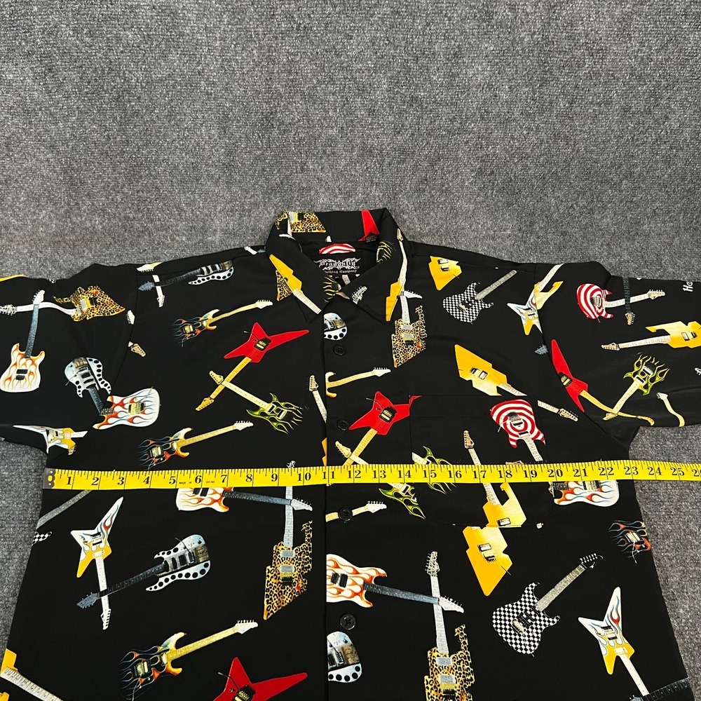 Mens VTG Dragonfly Clothing Co. Hard Rock St Thomas AOP Guitar Camp Shirt Size M - Picture 11 of 13